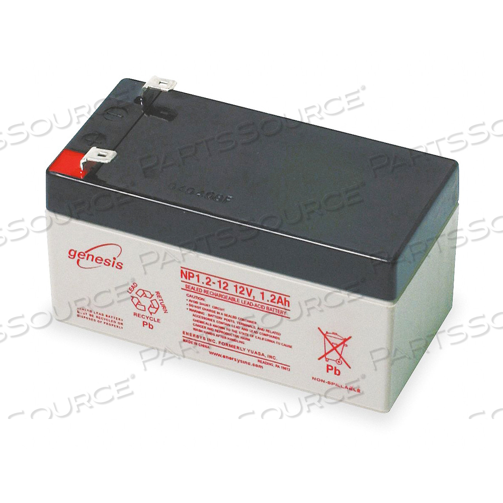 BATTERY, SEALED LEAD ACID, 12V, 1.2 AH, F1 FASTON 