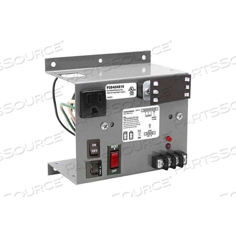 AC POWER SUPPLY, OPEN BRACKET, SINGLE, 40VA, 120-24VACW, 10A BREAKER by RIB