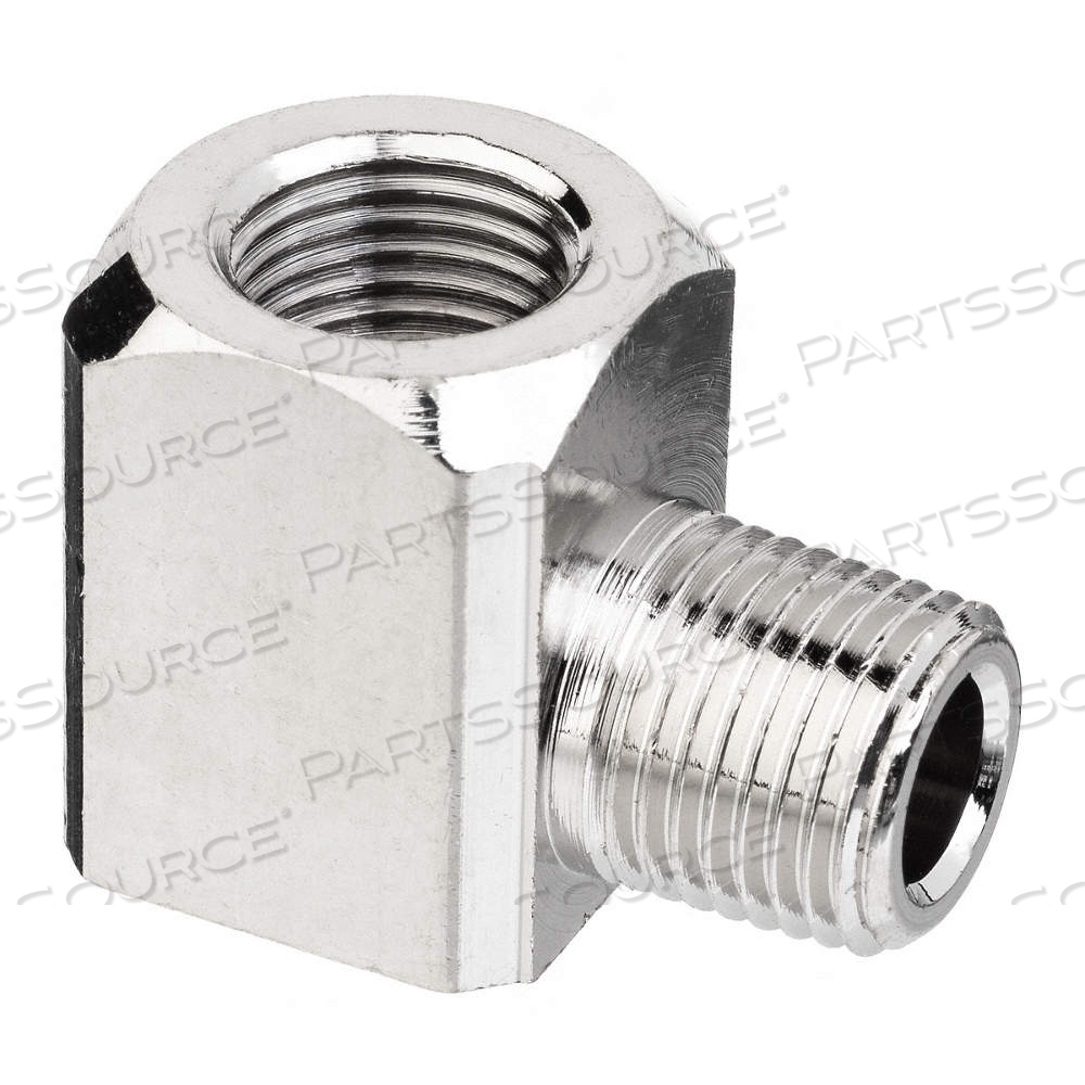 90° ELBOW ADAPTER, NICKEL-PLATED BRASS, 1/2 IN X 1/2 IN FITTING PIPE SIZE, FEMALE NPTF X MALE NPTF by Approved Vendor
