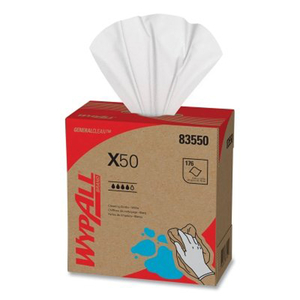 WYPALL X50 WIPERS, WHITE, 8.34 IN W X 12.5 IN L, POP-UP BOX, 176 SHEETS PER BOX/10 BOX PER CASE by WypAll