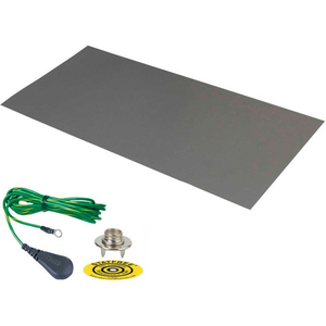 DUAL LAYER RUBBER MAT WITH GROUND 24"D X 48"W - GRAY by Desco