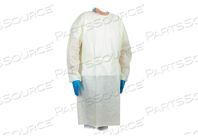 PROTECTIVE PROCEDURE GOWN LARGE YELLOW NONSTERILE AAMI LEVEL 2 DISPOSABLE (10/BG) by Cypress