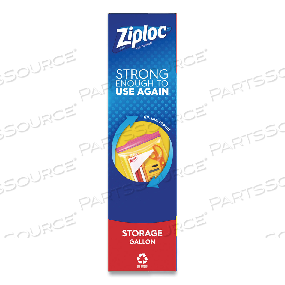 DOUBLE ZIPPER STORAGE BAGS, 1 GAL, 1.75 MIL, 10.56" X 10.75", CLEAR, 38 BAGS/BOX by Ziploc