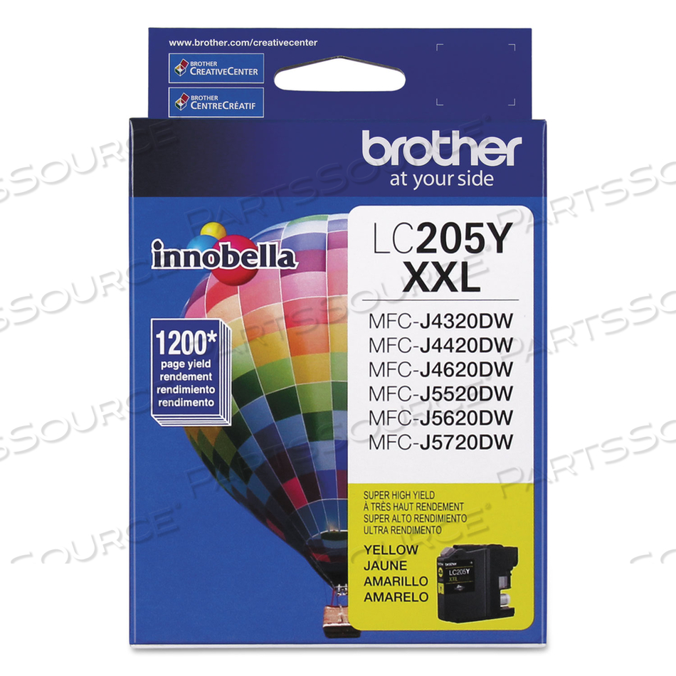 LC205Y INNOBELLA SUPER HIGH-YIELD INK, 1,200 PAGE-YIELD, YELLOW by Brother