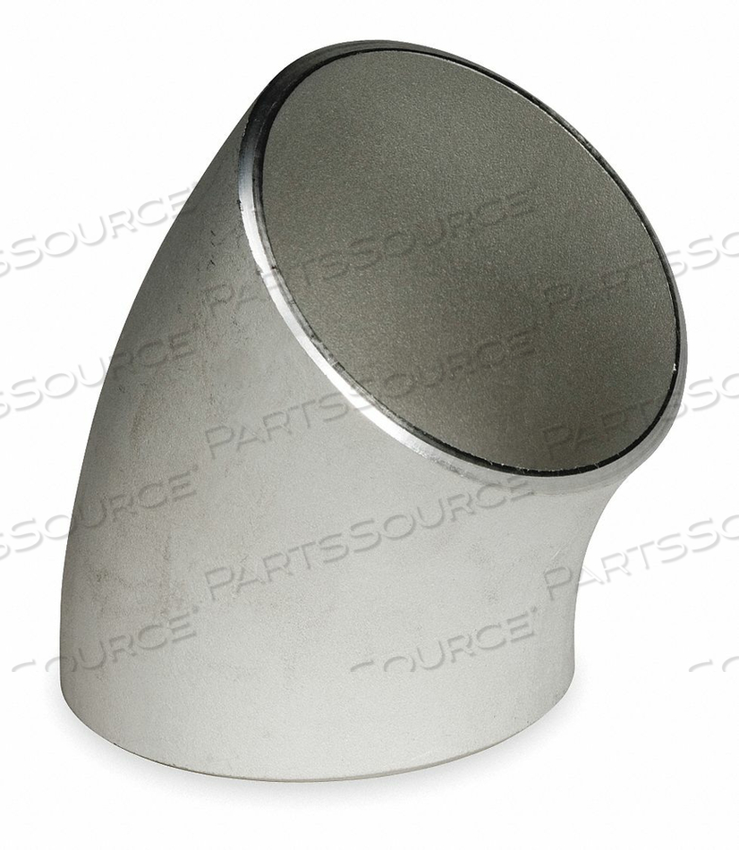 45° LONG RADIUS ELBOW, 304L STAINLESS STEEL, 4 IN X 4 IN FITTING PIPE SIZE, 5 IN OVERALL LG by Smith-Cooper 45° LONG RADIUS ELBOW, 304L STAINLESS STEEL, 4 IN X 4 IN FITTING PIPE SIZE, 5 IN OVERALL LG by Smith-Cooper