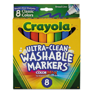 ULTRA-CLEAN WASHABLE MARKERS, BROAD BULLET TIP, ASSORTED COLORS, 8/PACK by Crayola