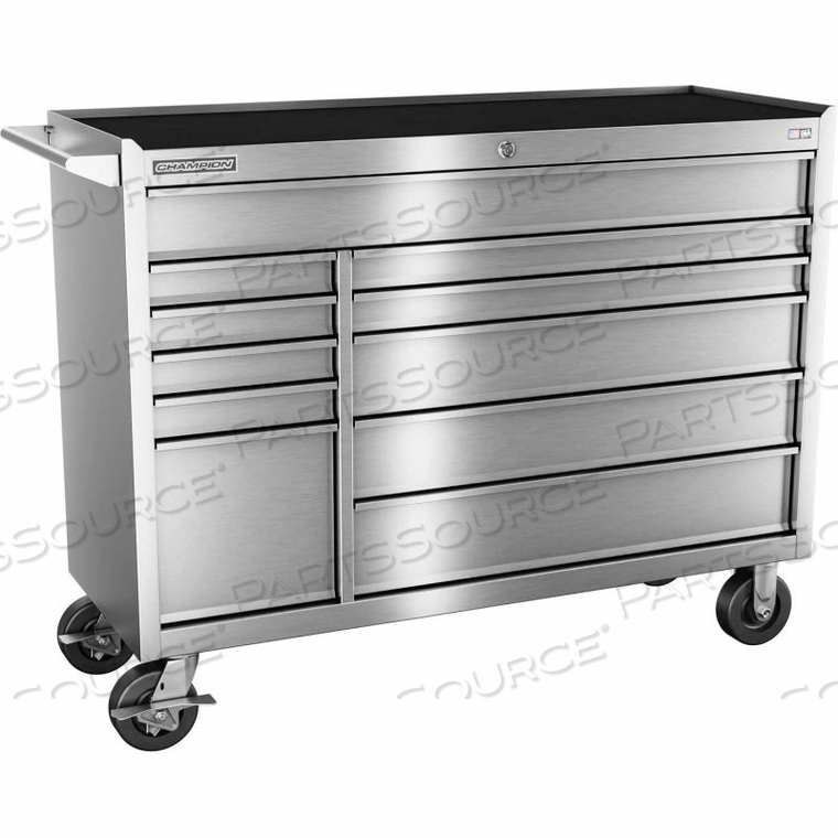 CHAMPION FMPRO STAINLESS STEEL 54"WX20"DX42-1/2"H 11 DRAWER ROLLER CABINET by Independent Design Inc