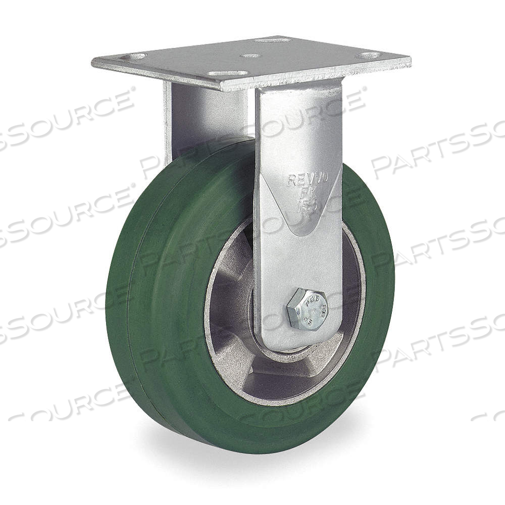 KINGPINLESS PLATE CASTER, 5 IN WHEEL DIA., 440 LB, 6 1/2 IN MOUNTING HT, RUBBER by Approved Vendor