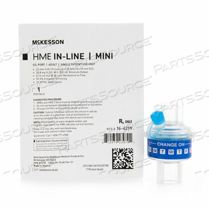 HEAT AND MOISTURE EXCHANGER 28.8 MG H2O/L @ VT 500 ML 0.72 CM H20 @ 30 LPM by McKesson HEAT AND MOISTURE EXCHANGER 28.8 MG H2O/L @ VT 500 ML 0.72 CM H20 @ 30 LPM by McKesson