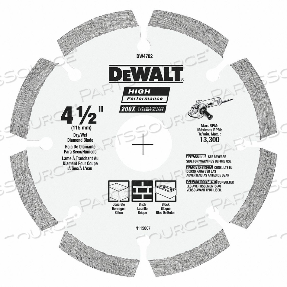 DIAMOND SAW BLADE BLADE DIA 4-1/2 IN. by DeWalt