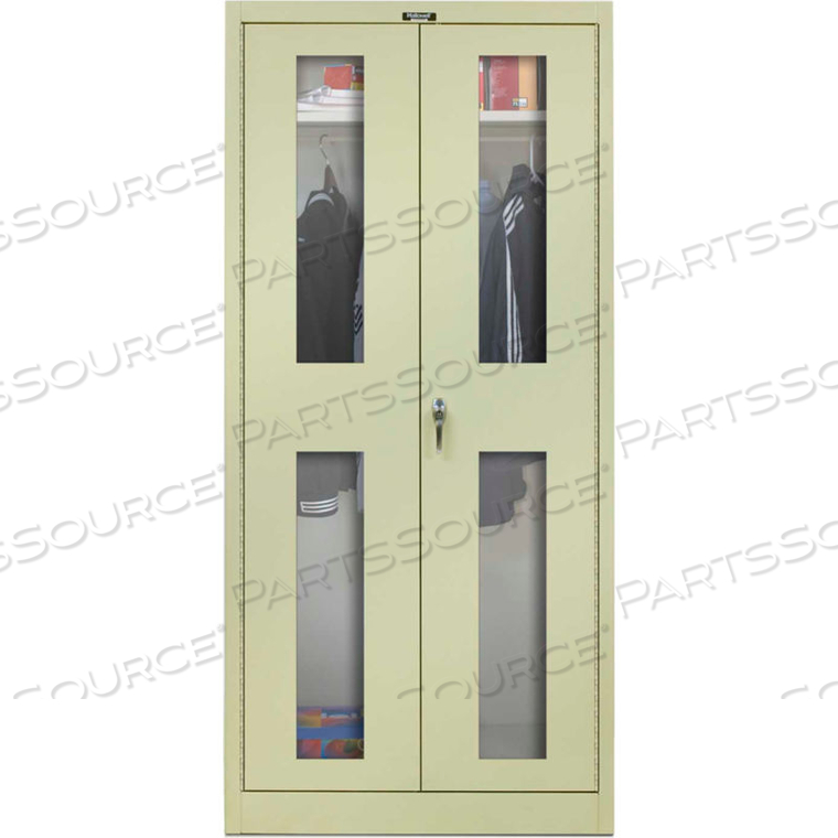 400 SERIES SAFETY-VIEW DOOR WARDROBE CABINET, 36X18X72, PARCHMENT, ASSEMBLED 