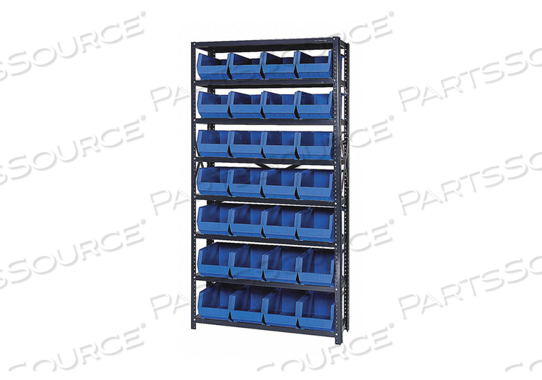 BIN SHELVING 75 OVERALL H 28 BINS BLUE by Quantum Storage Systems BIN SHELVING 75 OVERALL H 28 BINS BLUE by Quantum Storage Systems