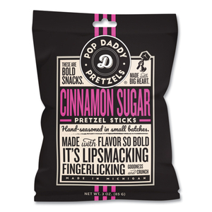 CINNAMON SUGAR PRETZEL STICKS, 3 OZ BAG, 15/CARTON by Pop Daddy