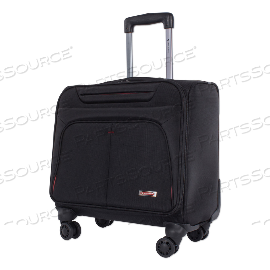 PURPOSE OVERNIGHT BUSINESS CASE ON SPINNER WHEELS, FITS DEVICES UP TO 15.6", POLYESTER, 9.5 X 9.5 X 17.5, BLACK 