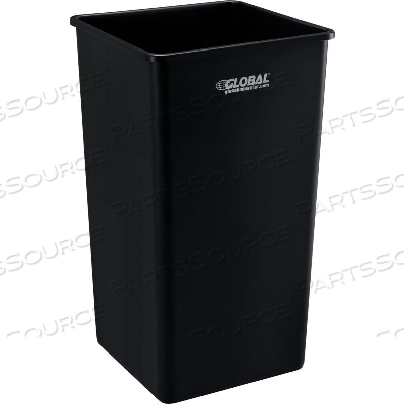 SQUARE PLASTIC TRASH CONTAINER, GARBAGE CAN - 50 GALLON BLACK by Approved Vendor