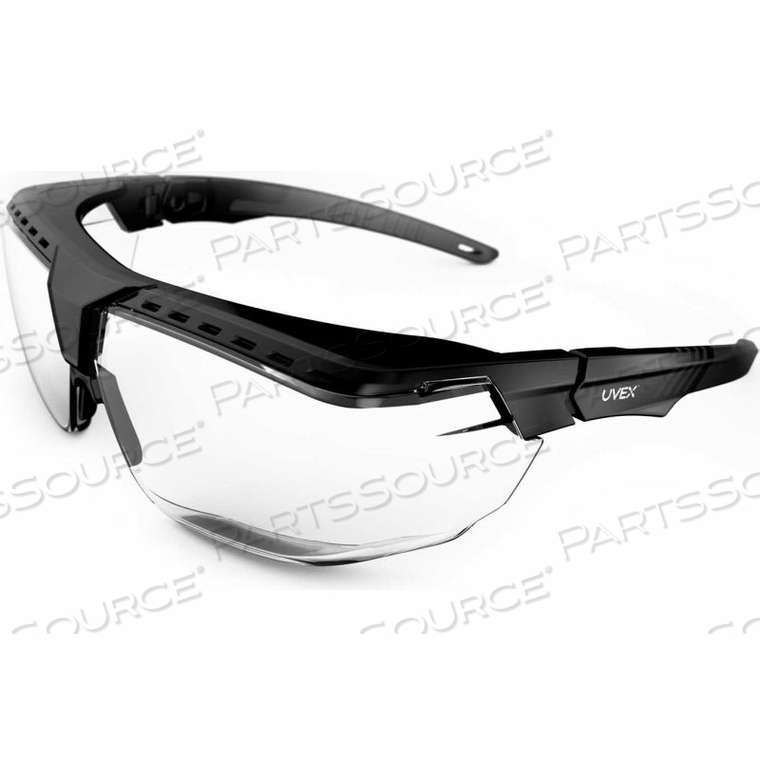 AVATAR OTG SAFETY GLASSES, BLACK FRAME, CLEAR LENS, SCRATCH-RESISTANT 