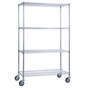 MOBILE LINEN CART WITH 4 WIRE SHELVES, 36"L X 18"W X 78"H by R&B Wire Products, Inc.