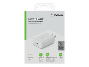BOOST CHARGE, WALL CHARGER, 25 WATT, PD 3.0 (USB-C), UNITED STATES by Belkin BOOST CHARGE, WALL CHARGER, 25 WATT, PD 3.0 (USB-C), UNITED STATES by Belkin
