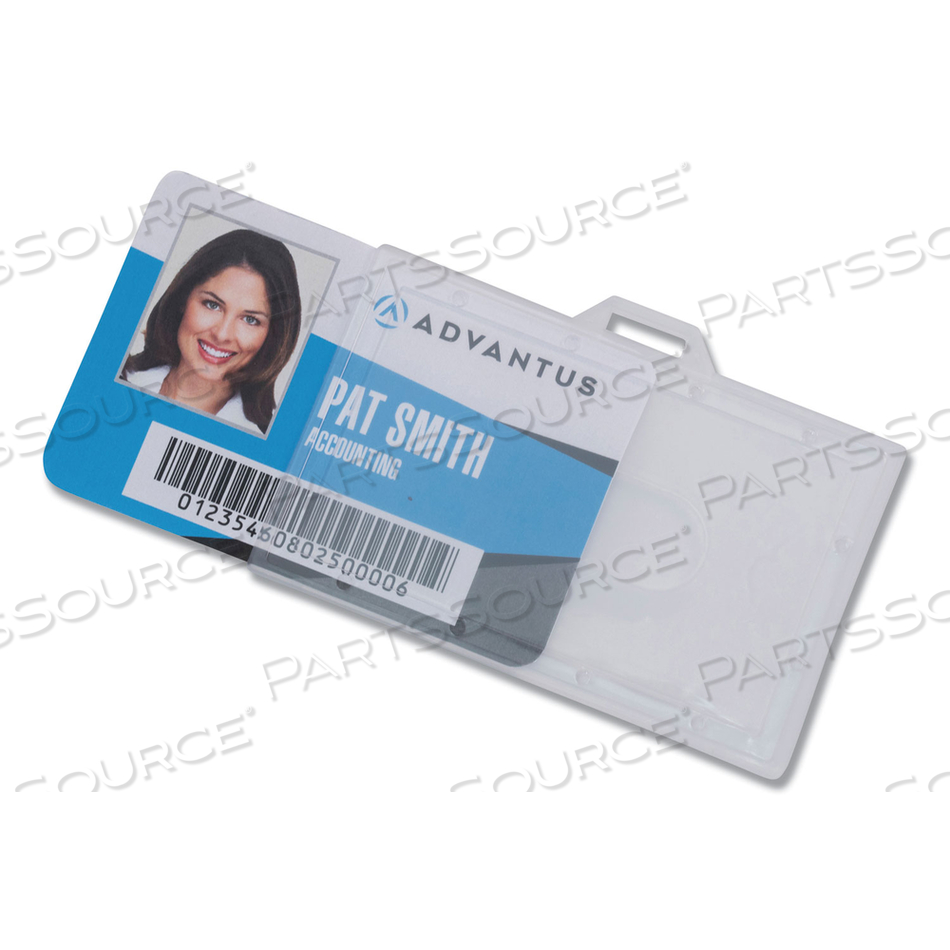 ID CARD HOLDERS, HORIZONTAL, CLEAR 3.68" X 2.25" HOLDER, 3.38" X 2.13" INSERT, 25/PACK 