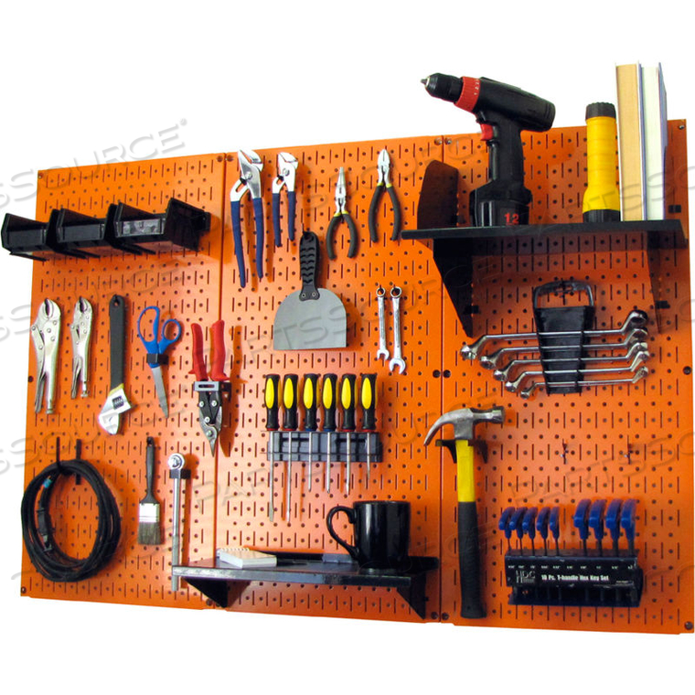 PEGBOARD STANDARD TOOL STORAGE KIT, ORANGE/BLACK, 48" X 32" X 9" by Wall Control Pegboard