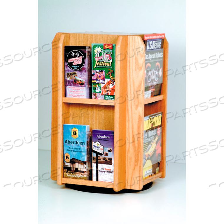 COUNTERTOP 8 POCKET ROTARY LITERATURE DISPLAY - LIGHT OAK 