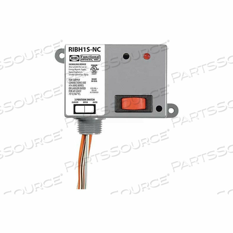 ENCLOSED RELAY / 10A / SPST-NC / 10-30VAC / DC / 208-277VAC / OVERRIDE by RIB ENCLOSED RELAY / 10A / SPST-NC / 10-30VAC / DC / 208-277VAC / OVERRIDE by RIB