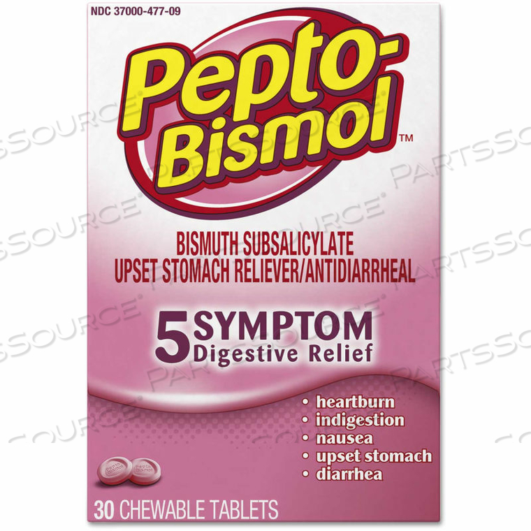 CHEWABLE TABLETS, ORIGINAL FLAVOR, 30/BOX by Pepto-Bismol CHEWABLE TABLETS, ORIGINAL FLAVOR, 30/BOX by Pepto-Bismol