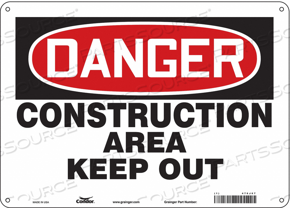 SAFETY SIGN 14 WX10 H 0.060 THICKNESS 