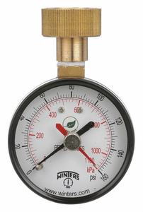 MAX POINTER TEST GAUGE 2.5 IN. 0-160 PSI by Winters Instruments