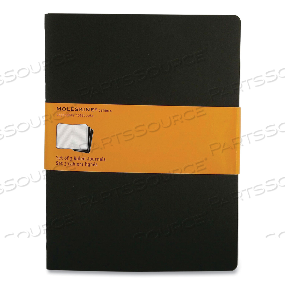 CAHIER JOURNAL, 1 SUBJECT, NARROW RULE, BLACK COVER, 9.75 X 7.5, 120 SHEETS by Moleskine