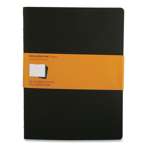 CAHIER JOURNAL, 1 SUBJECT, NARROW RULE, BLACK COVER, 9.75 X 7.5, 120 SHEETS, 3/PACK by Moleskine