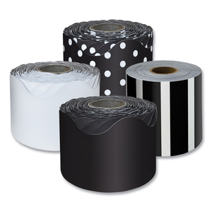 ROLLED SCALLOPED BORDER SET, 2.25" X 65 FT, ASSORTED, 4/SET by Carson-Dellosa Publishing ROLLED SCALLOPED BORDER SET, 2.25" X 65 FT, ASSORTED, 4/SET by Carson-Dellosa Publishing