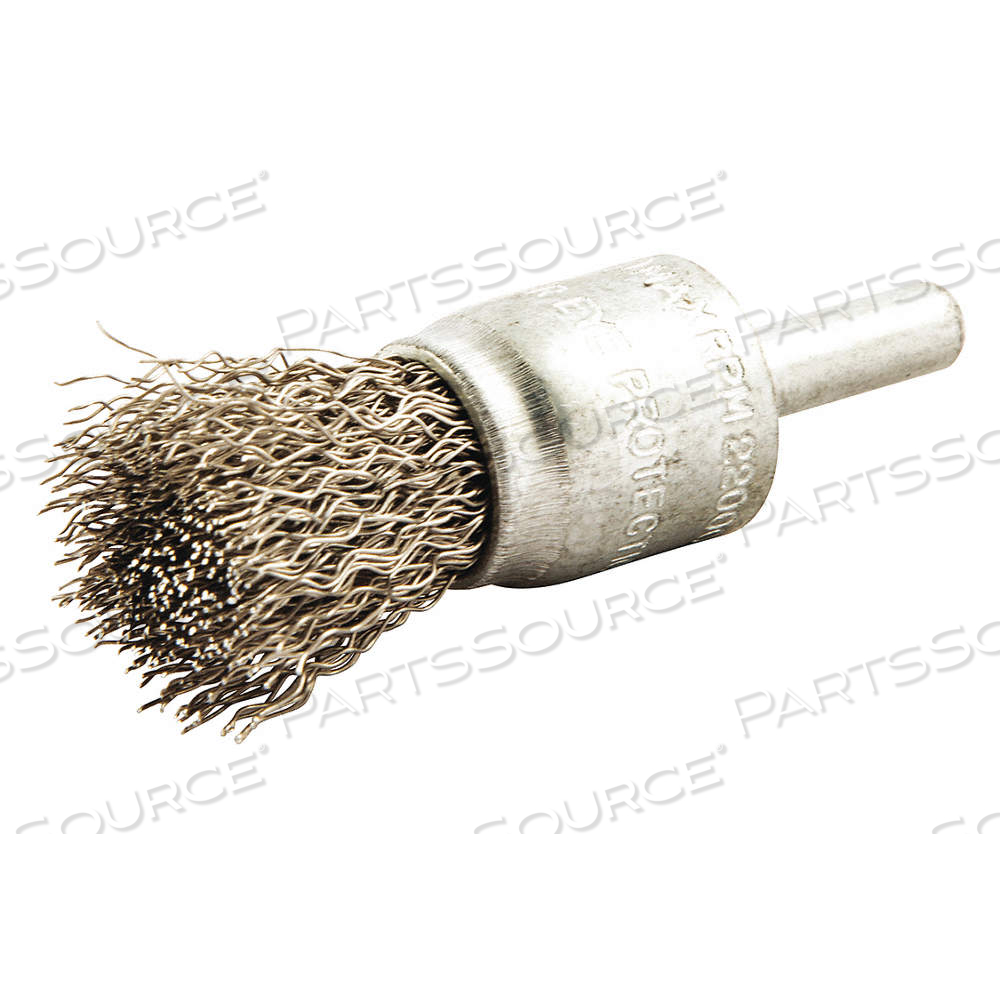 END BRUSH, CRIMPED STAINLESS STEEL, 3/4 IN DIA, 0.012 IN FILL DIA, 1/4 IN SHANK by Approved Vendor