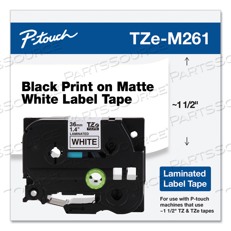 TZE STANDARD ADHESIVE LAMINATED LABELING TAPE, 1.4" X 26.2 FT, BLACK ON MATTE WHITE by Brother TZE STANDARD ADHESIVE LAMINATED LABELING TAPE, 1.4" X 26.2 FT, BLACK ON MATTE WHITE by Brother