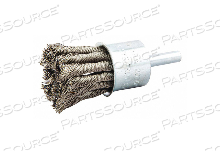 END BRUSH, TWISTED STAINLESS STEEL, 1 IN DIA, 0.014 IN FILL DIA, 1/4 IN SHANK by Norton | Saint-Gobain Abrasives