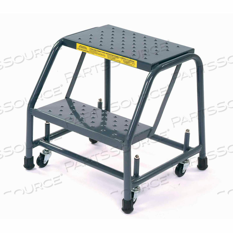 PERFORATED 16"W 2 STEP STEEL ROLLING LADDER 20"D TOP STEP 