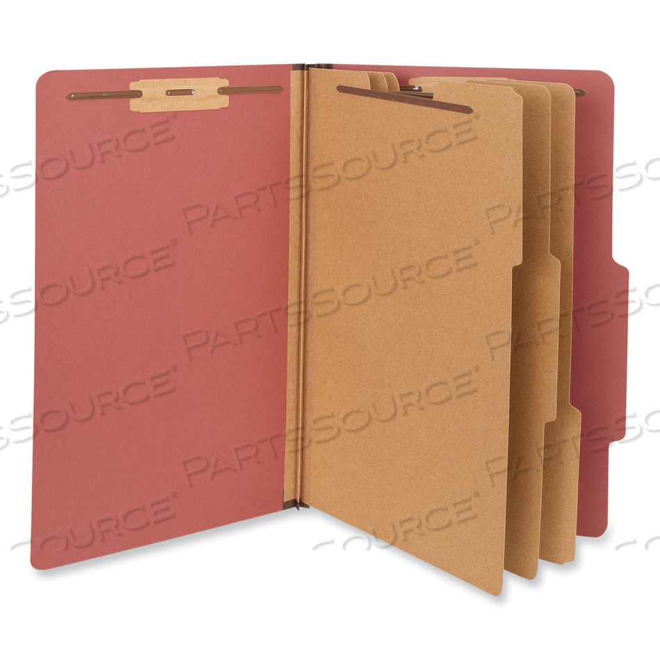 EIGHT-SECTION PRESSBOARD CLASSIFICATION FOLDERS, 3" EXPANSION, 3 DIVIDERS, 8 FASTENERS, LEGAL SIZE, RED EXTERIOR by Universal