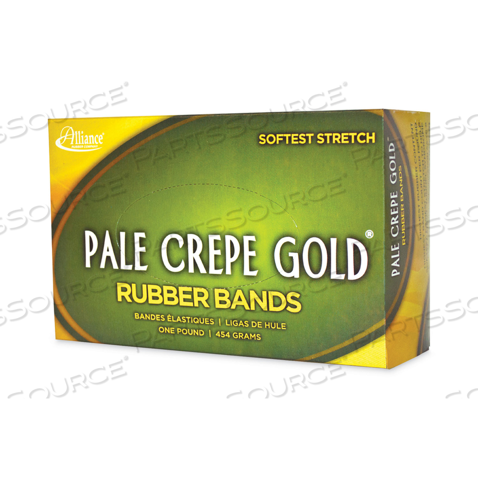 PALE CREPE GOLD RUBBER BANDS, SIZE 64, 0.04" GAUGE, GOLDEN CREPE, 1 LB BOX by Alliance Rubber Company