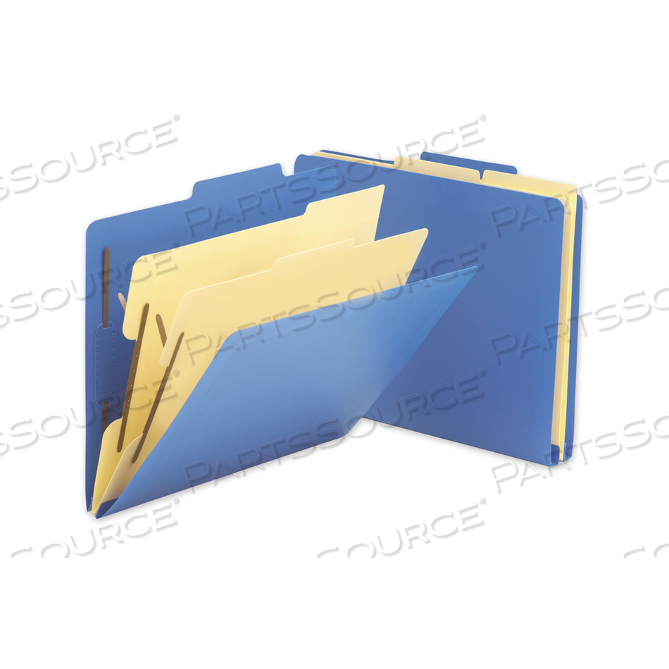 SIX-SECTION POLY CLASSIFICATION FOLDERS, 2" EXPANSION, 2 DIVIDERS, 6 FASTENERS, LETTER SIZE, BLUE EXTERIOR by Smead