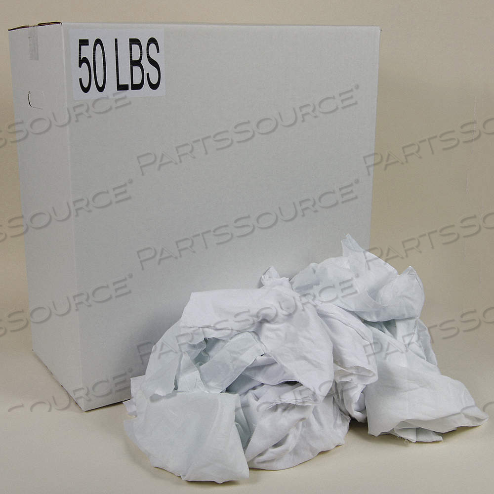 CLOTH RAG, SHEETING, RECLAIMED, WHITE, VARIES, 50 LB WT by Approved Vendor CLOTH RAG, SHEETING, RECLAIMED, WHITE, VARIES, 50 LB WT by Approved Vendor