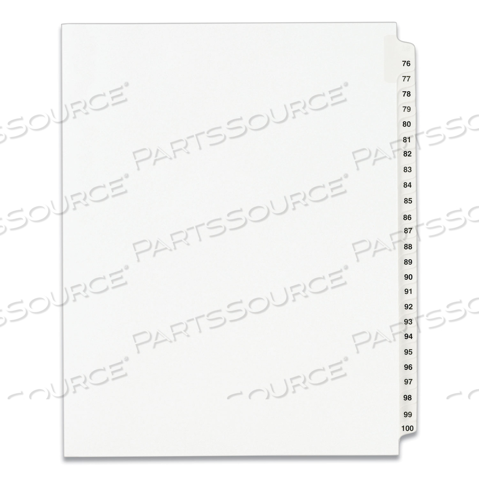PREPRINTED LEGAL EXHIBIT SIDE TAB INDEX DIVIDERS, AVERY STYLE, 25-TAB, 76 TO 100, 11 X 8.5, WHITE, 1 SET, (1333) by Avery