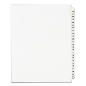 PREPRINTED LEGAL EXHIBIT SIDE TAB INDEX DIVIDERS, AVERY STYLE, 25-TAB, 76 TO 100, 11 X 8.5, WHITE, 1 SET, (1333) by Avery
