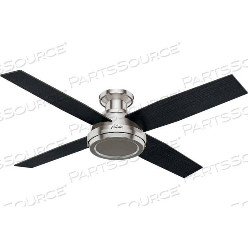 52" DEMPSEY LOW PROFILE CEILING FAN WITH HANDHELD REMOTE - BRUSHED NICKEL by Hunter Fan Co. / Casablanca Fand Co.