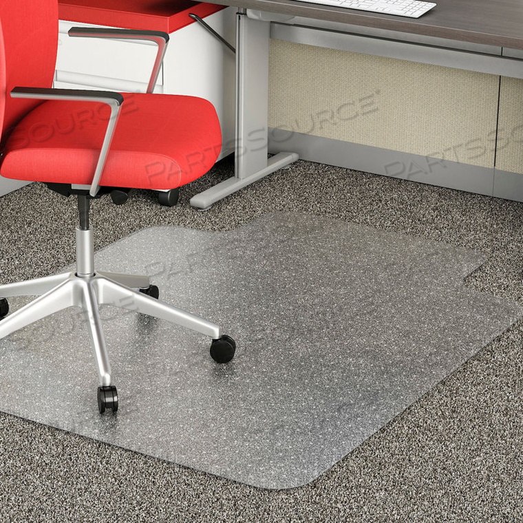 LORELL OFFICE CHAIR MAT FOR CARPET - 60"L X 46"W 0.12" THICK WITH 12" X 25" LIP - BEVELED EDGE 