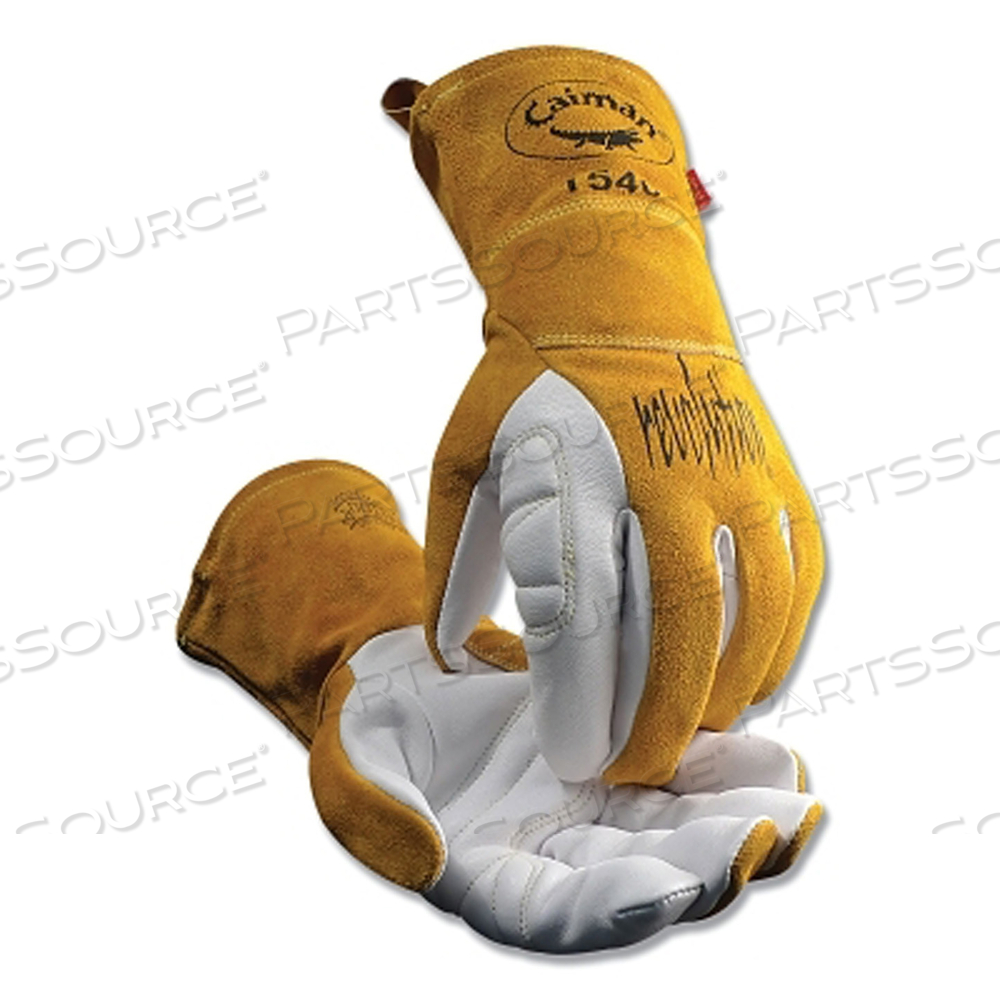 1540 REVOLUTION PREMIUM GOAT GRAIN UNLINED PALM TIG/MULTI-TASK WELDING GLOVES, COWHIDE CUFF, MEDIUM, GOLD/PEARL WHITE by Caiman 1540 REVOLUTION PREMIUM GOAT GRAIN UNLINED PALM TIG/MULTI-TASK WELDING GLOVES, COWHIDE CUFF, MEDIUM, GOLD/PEARL WHITE by Caiman