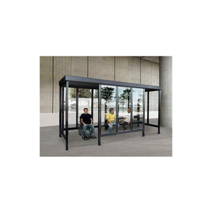 SMOKING SHELTER S6-6F-CA, 4-SIDED W/LEFT OPEN FRONT, 15'L X 15'W, FLAT ROOF, CLEAR by Handi-Hut Inc