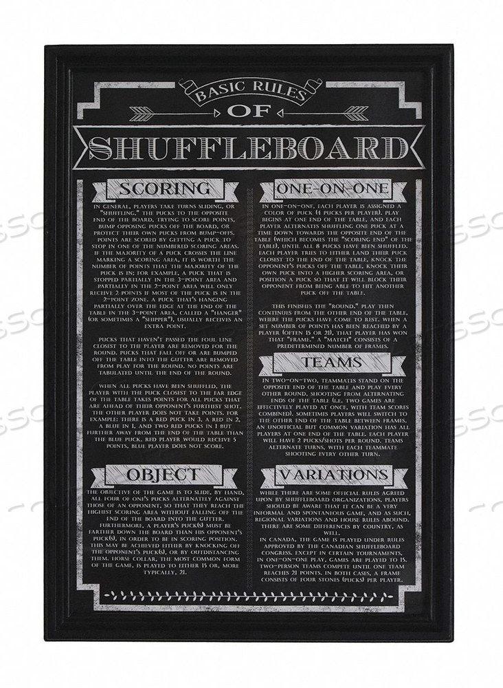 SHUFFLEBOARD GAME RULES WALL ART by Hathaway