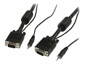 15 FT COAX HIGH RESOLUTION MONITOR VGA CABLE WITH AUDIO - VGA CABLE - HD-15, MINI-PHONE STEREO 3.5 MM  (M) TO HD-15, MINI-PHONE STEREO 3.5 MM  (M) - 15 FT - BLACK - FOR P/N: HD2VGAA2 by StarTech.com Ltd.