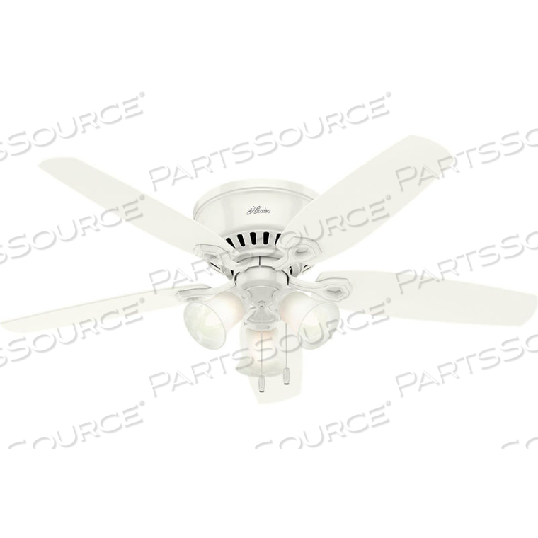 52" BUILDER LOW PROFILE CEILING FAN WITH THREE LIGHTS - SNOW WHITE by Hunter Fan Co. / Casablanca Fand Co. 52" BUILDER LOW PROFILE CEILING FAN WITH THREE LIGHTS - SNOW WHITE by Hunter Fan Co. / Casablanca Fand Co.
