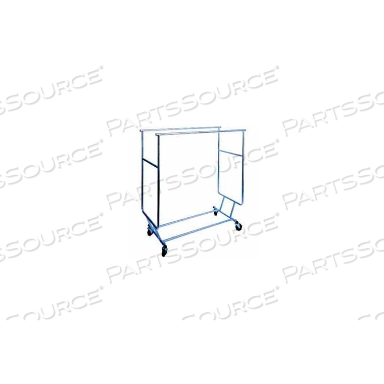 COLLAPSIBLE ROLLING GARMENT RACK RCS-3 W/ DOUBLE RAIL ROUND TUBING - CHROME by Amko Displays LLC COLLAPSIBLE ROLLING GARMENT RACK RCS-3 W/ DOUBLE RAIL ROUND TUBING - CHROME by Amko Displays LLC